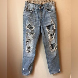 Women's H&M Boyfriend Distressed Jeans SIZE 4